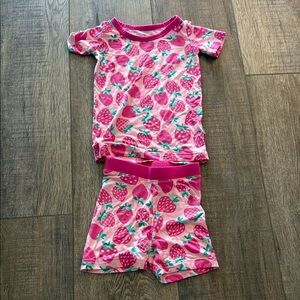 Strawberry Print Kids Pajamas - Pink